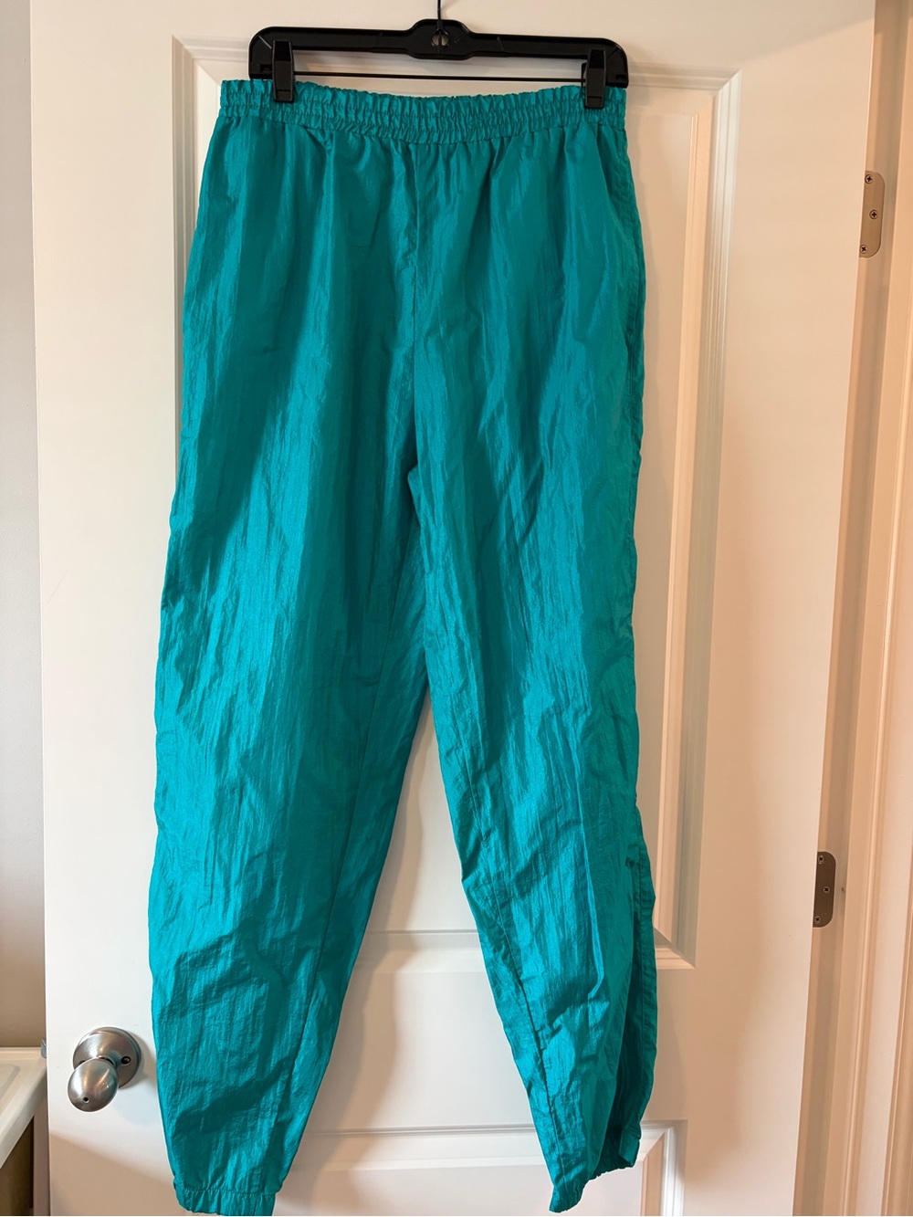 VINTAGE Men's KIKS Teal Elastic-Waist Lightweight Wind Pants Joggers